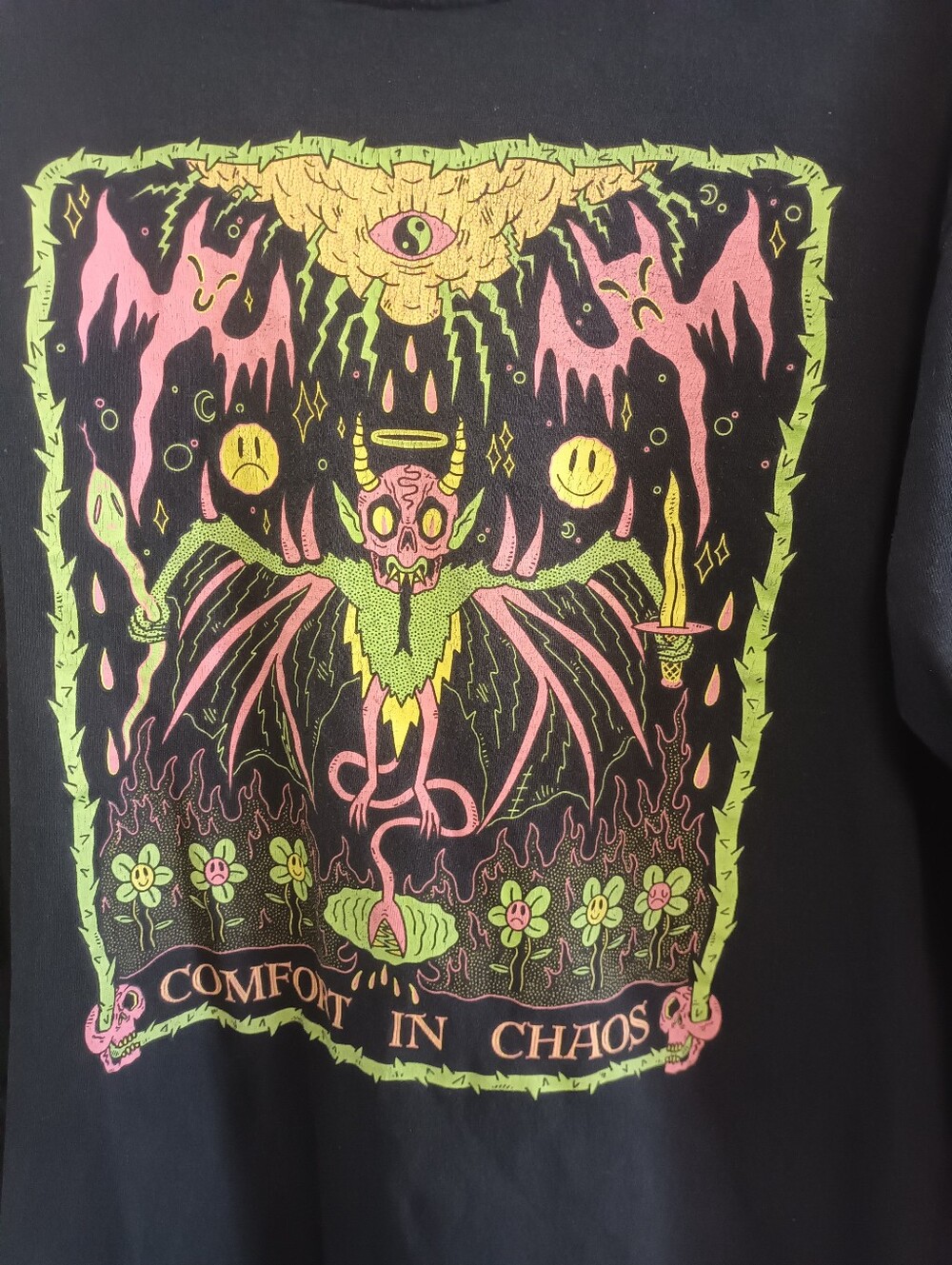 Comfort In Chaos Demon Hell Graphic Lomg Sleeve - Picture 2 of 5
